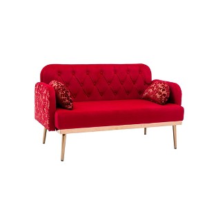 Modern Velvet Loveseat Sofa with Gold Metal Legs for Living Bedroom Leisure Areas - 1 of 4