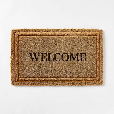 1'6"x2'6" Embossed Border 'Welcome' Outdoor Coir Doormat Black - Threshold™ designed with Studio McGee