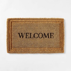 1'6"x2'6" Embossed Border 'Welcome' Outdoor Coir Doormat Black - Threshold™ designed with Studio McGee - 1 of 3