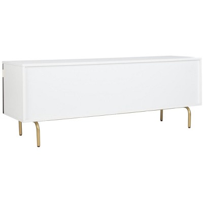 Genevieve 54" White and Walnut TV Stand with Gold Legs