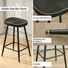 Bar Stools Set of 2, Modern 24" Counter Height Bar Stools, Black Faux Leather Backless Saddle Stools for Kitchen Island - 2 of 4