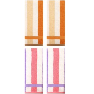 REGALWOVEN Striped Absorbent Soft Cotton Hand Towels for Bathroom 4 Pack - 1 of 4