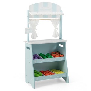 Infans Kid's Farmers Market Stand Wooden Grocery Store Set w/ Cutting Veggies & Fruits - 1 of 4