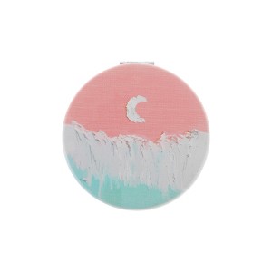Unique Bargains Round Hand-drawn Makeup Mirror Lake Blue White 1 Pc - 1 of 3