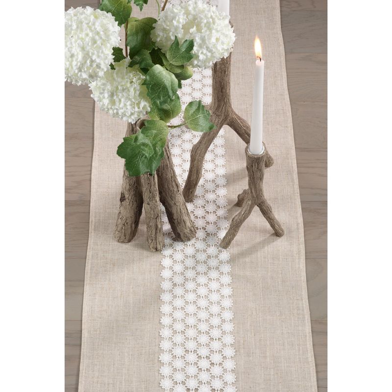 Saro Lifestyle Dining Table Runner With Lace Daisy Design, 3 of 4