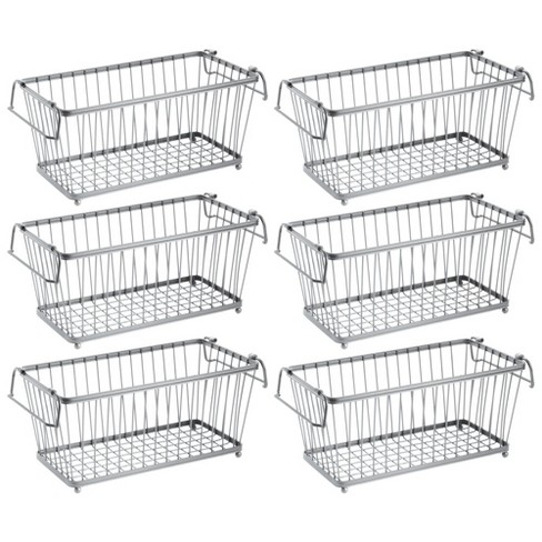 mDesign Metal Stackable Kitchen Storage Basket with Handles 