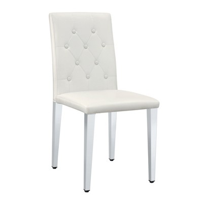 KWPZQEB PU Dining Chairs Set of 4, Classic Kitchen Chairs with Metal Legs, Upholstered & Ergonomic Buckle Backrest, Side Chair for Restaurant