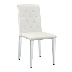 KWPZQEB PU Dining Chairs Set of 4, Classic Kitchen Chairs with Metal Legs, Upholstered & Ergonomic Buckle Backrest, Side Chair for Restaurant - 1 of 4