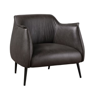NicBex Faux Leather Accent Chair,Upholstered Living Room Chairs with Curved Backrest and Metal Legs,Cozy Armchair,Accent Chairs for Living Room - 1 of 4