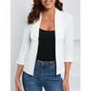 Women's 3/4 Sleeve Blazer Casual Open Front Cardigan Shrugs Ruched Sleeve Office Cropped Blazer Jacket - 4 of 4