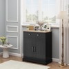 Storage Cabinet with 2 Doors, Modern Farmhouse Sideboard Buffet Cabinet with Drawer & Adjustable Shelf for Living Room, Kitchen, Bedroom - 3 of 4
