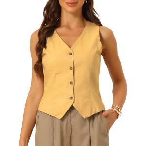 INSPIRE CHIC Women's Fashion Sleeveless Button Down V Neck Crop Summer Vest - 1 of 4