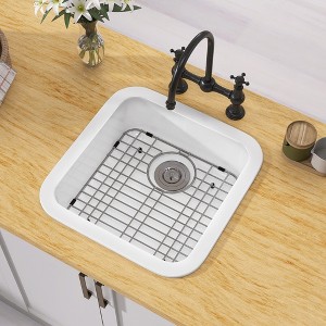 19 in. White Kitchen Sink Drop-in/Undermount Kitchen Sink Single Bowl Small Farm Fireclay Sink Deep Modern Style - 1 of 4