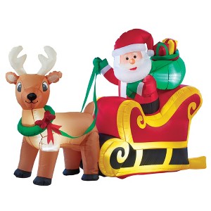 Collections Etc Inflatable Santa Sleigh Outdoor Winter Decor 75 X 29 X 48 - 1 of 2