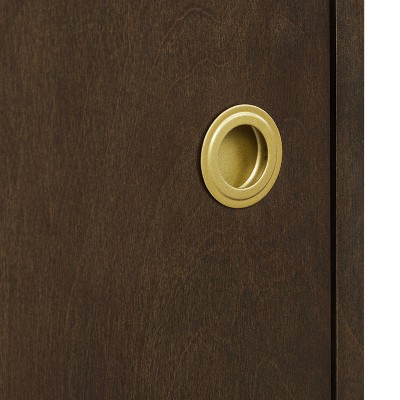 Byron Dark Brown and Gold Media Console with Vinyl Storage