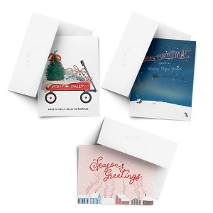 Santa Slay, Seasons Greetings, New Year Winter/Holiday/Christmas Greeting Card Pack Sets (3 ct, Assorted) by Ramus & Co - 1 of 4