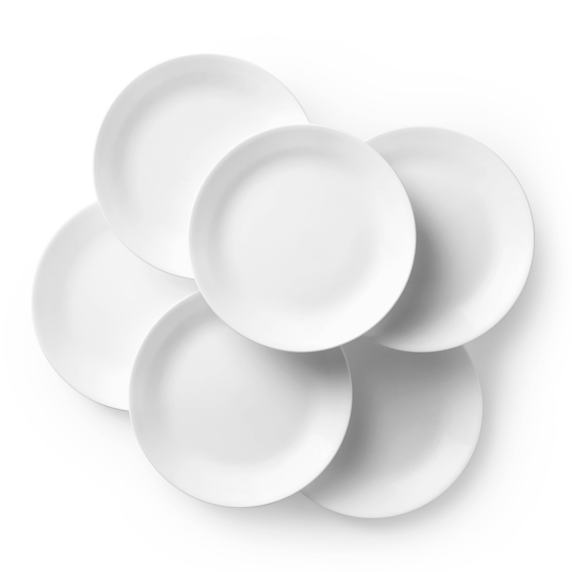 Corelle 10.3" 6pk Glass Dinner Plates White: Chip-Resistant, Glossy Finish, Solid Round Design