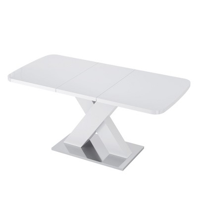 NicBex Modern Square Stretchable Dining Table with X-Shape Leg for 4 to 6,Dining Room,Living Room,Space-Saving