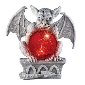 Collections Etc Hand-Painted Stone Detailed Gargoyle with Solar Powered Gazing Ball - 1 of 2