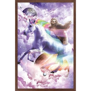 Trends International James Booker - Epic Space Sloth Riding On Unicorn Framed Wall Poster Prints - 1 of 4