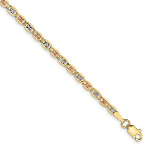 Black Bow Jewelry 2.75mm 14k Gold Tri-Color Solid Fancy Pave Anchor Chain Bracelet - 1 of 4