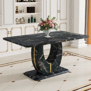 NicBex Dining Table 71" Modern Rectangular Imitation Marble Decorative Glass dining table for Dining Room - 1 of 4