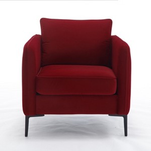 TiramisuBest Mid-Century Modern Velvet Accent Chair, Comfy Single Armchair with Metal Legs, Stylish Sofa Chair for Living, Bedroom, Green - 1 of 4