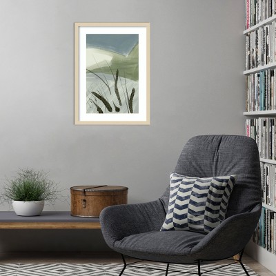 Nilesh Kulkarni Abstract Landscape Green and Grey Wood Framed Print