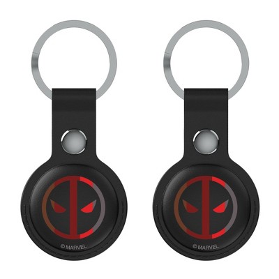 Keyscaper Marvel Deadpool Sigil Black Airtag Holder 2-Pack