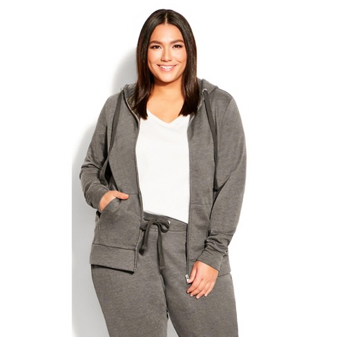 Ave Leisure| Women's Plus Size Zip Plain Jacket - Gray - 16w : Target