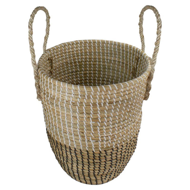 Northlight 14.5" Natural Woven Seagrass Wicker Storage Basket with Handles, 3 of 5