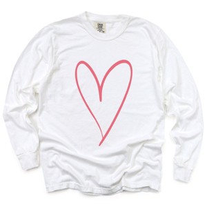 Simply Sage Market Hand Drawn Heart Garment Dyed Long Sleeve - 1 of 4