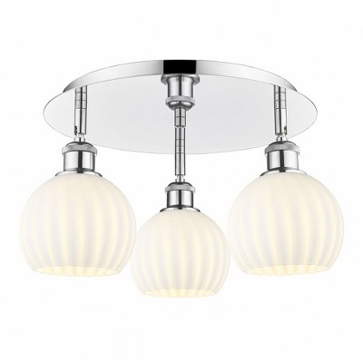 White Venetian - 3 Light Flush Mount In Modern Style-9 Inches Tall and 17.75 Inches Wide