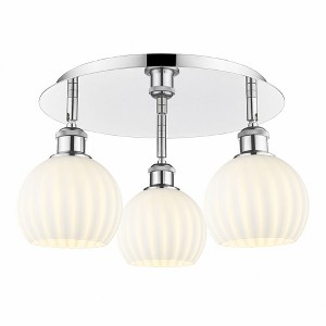 White Venetian - 3 Light Flush Mount In Modern Style-9 Inches Tall and 17.75 Inches Wide - 1 of 1