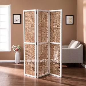 KWPZQEB 3 Panel Room Divider, Folding Portable Partition Screens w/ Woven Design, Divider Folding Privacy Screens, Freestanding Wall Divider for Room - 1 of 4