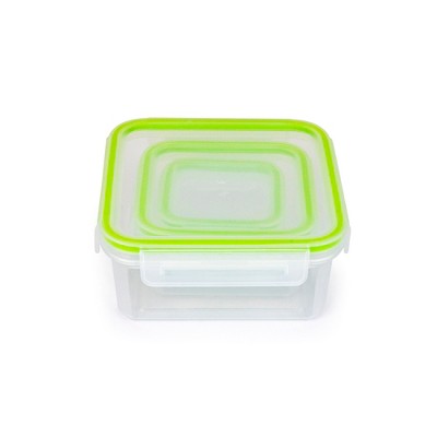 6-Piece Clear Plastic Food Storage Container Set with Green Lids