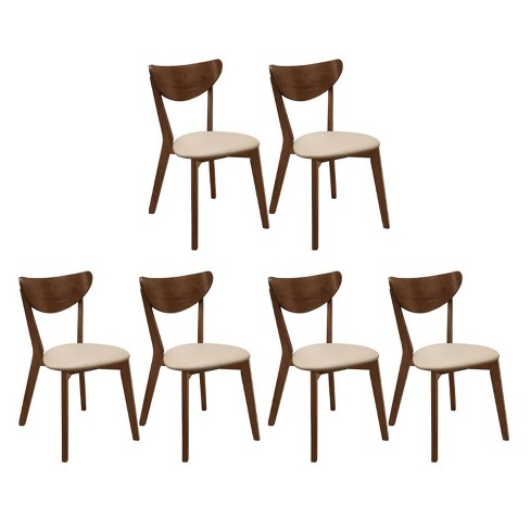 Kersey Dining Side Chairss with Curved Backs Off-white and Chesnut Set of 2
