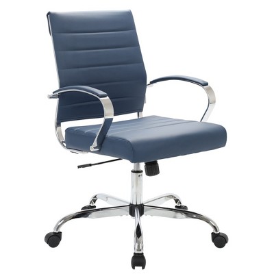 LeisureMod Benmar Mid-Back Office Conference Chair Upholstered in Leather with Swivel and Tilt