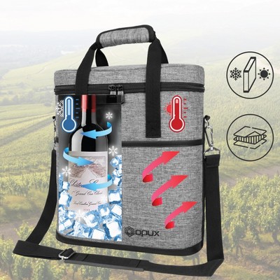 Heather Gray Insulated 3 Bottle Wine Carrier Tote