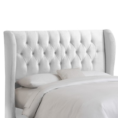 Skyline Furniture King Tufted Upholstered Wingback Headboard Velvet White