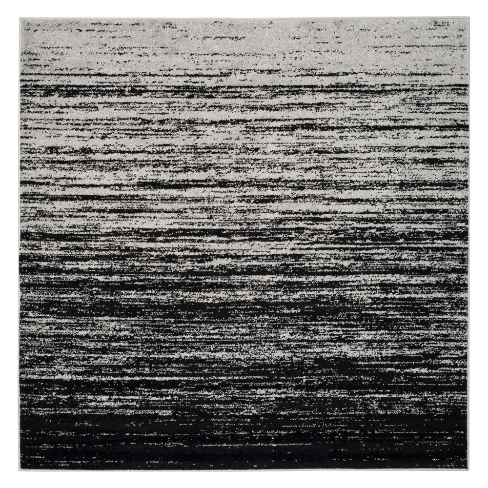 8'x8' Ombre Design Square Area Rug Silver/Black - Safavieh