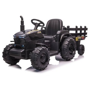 Jojoka 12V Kids Ride-On Tractor with Trailer, Electric Tractor with Dual Motors, LED Lights, USB/MP3, for Ages 3-6 - 1 of 4