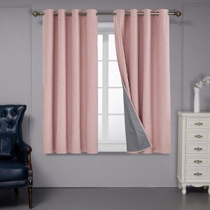 Deconovo Faux Linen Total Blackout with Coating Curtains (2 Panel) - 1 of 4