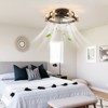 Ludomide 20" Industrial Ceiling Fans with Lights and Remote, Flush Mount Fan Light for Bedroom Kitchen Dining Room-Black - 2 of 4