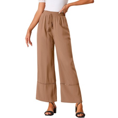 Allegra K Women's Casual Loose High Waist Drawstring Wide Leg Palazzo Pants with Pockets