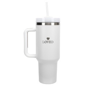 100 North Loved Heart Thinking of You Always Wrap-Around 40 Oz. Stainless Steel Water Bottle Coffee Mug, Spill & Leak Resistant, Travel Tumbler with - 1 of 4