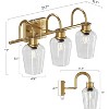 Tribesigns Modern 3-Light Gold Vanity Light, Bathroom Sconce Lamp for Mirror with Clear Glass Shade, Wall Sconces for Mirror Hallway(E26 Base) - 3 of 4