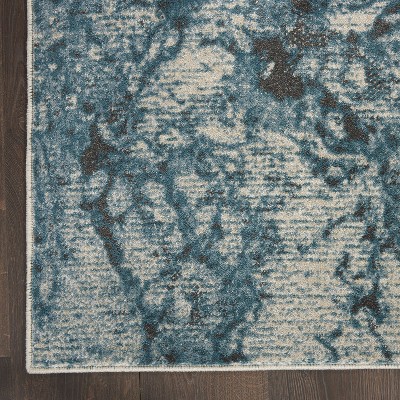 Ivory Abstract Ocean Ripple 5'x7' Easy-Care Synthetic Rug