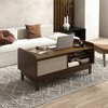 Tangkula Rectangular Coffee Table w/ Storage Weaving Sliding Door & Adjustable Shelf - 2 of 4