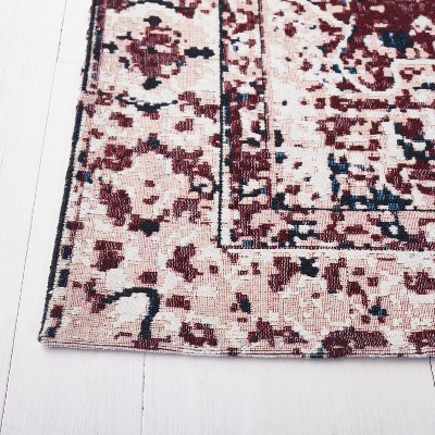 Red and Navy Rectangular Cotton Synthetic Area Rug 4' x 6'